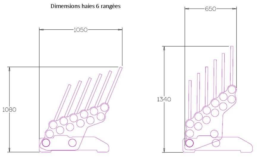 Photo produit Dimensions haie 6 rangées