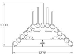 Photo produit Dimensions haie de steeple 5 rangées avec sa réhausse